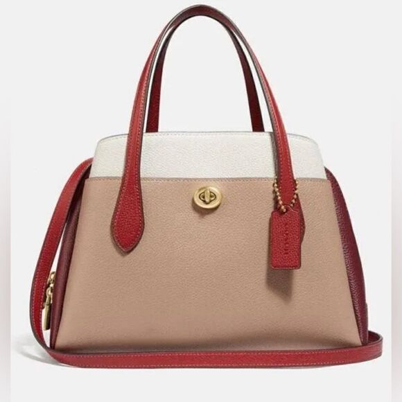 🔥🌺NWT! | Coach Lora 30 Satchel Handbag Colorblock Pebble Leather Msrp:$325.00 - Picture 3 of 8